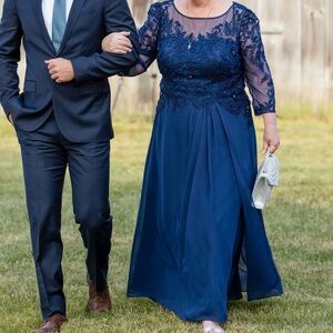 Navy Blue Beaded Mother of the Bride Gown